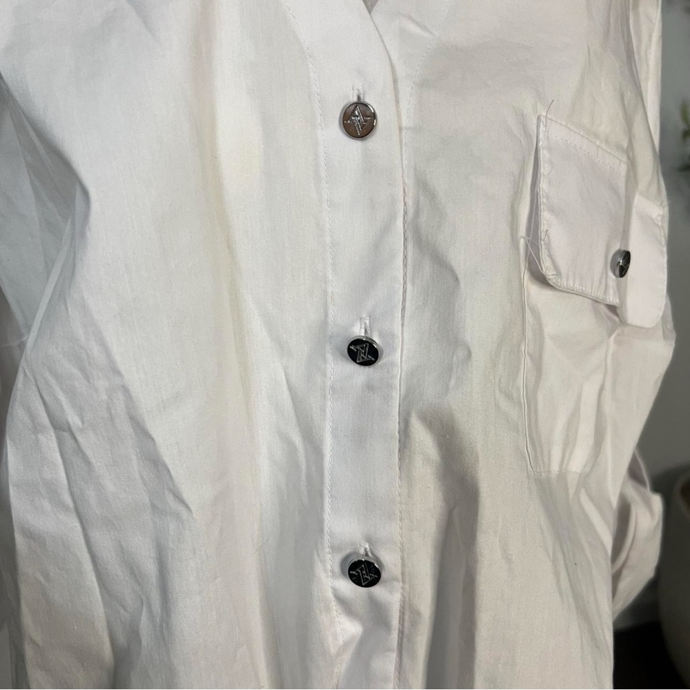 Adrienne Vittadini White Oversized Button Down Relaxed Collared Blouse Large - Picture 4 of 7